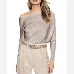 Reiss Isla metallic assymetrical top  off the shoulder